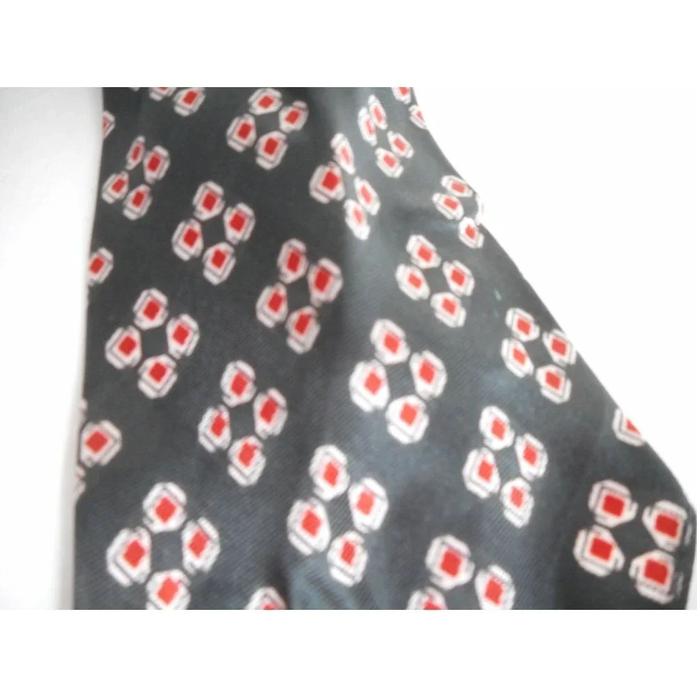 Vintage Black Red abstract square diamond pattern Tie necktie